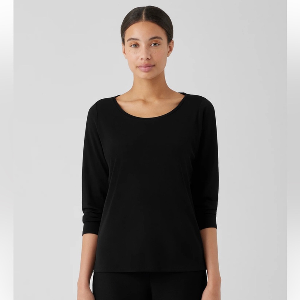 Black Scoop Neck Top by Eileen Fisher - XS